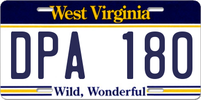 WV license plate DPA180