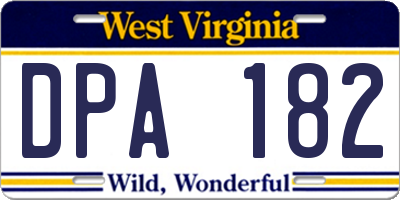 WV license plate DPA182