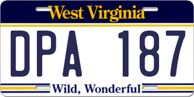WV license plate DPA187