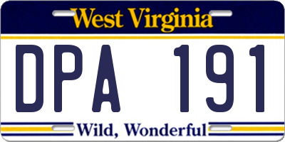 WV license plate DPA191