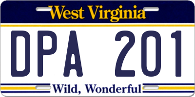 WV license plate DPA201