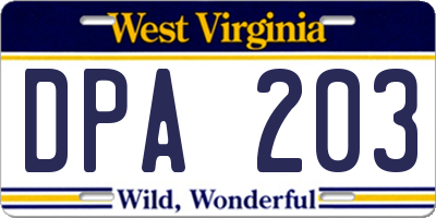 WV license plate DPA203