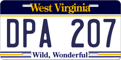 WV license plate DPA207