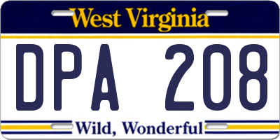 WV license plate DPA208