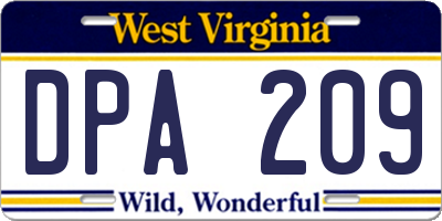 WV license plate DPA209