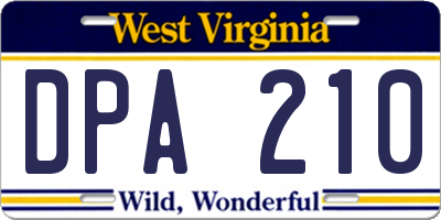 WV license plate DPA210