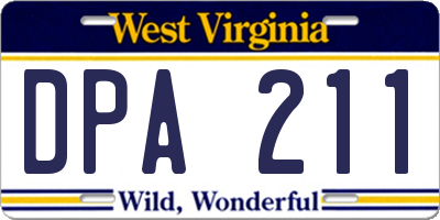 WV license plate DPA211