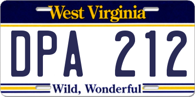 WV license plate DPA212