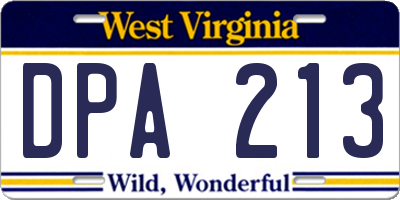 WV license plate DPA213