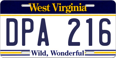 WV license plate DPA216