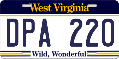 WV license plate DPA220