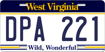 WV license plate DPA221