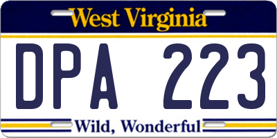 WV license plate DPA223