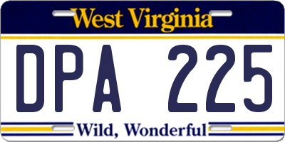 WV license plate DPA225