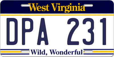 WV license plate DPA231