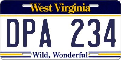 WV license plate DPA234