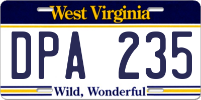 WV license plate DPA235