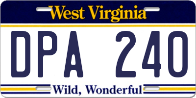 WV license plate DPA240