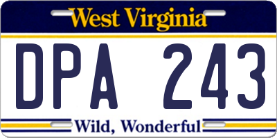 WV license plate DPA243