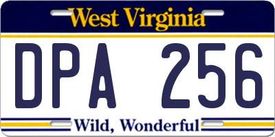 WV license plate DPA256