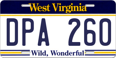 WV license plate DPA260