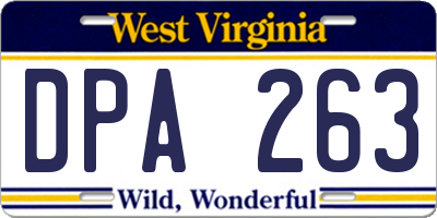 WV license plate DPA263