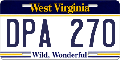 WV license plate DPA270