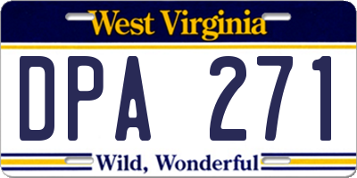 WV license plate DPA271