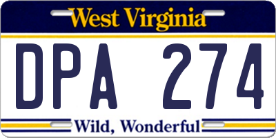 WV license plate DPA274