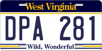 WV license plate DPA281