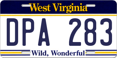 WV license plate DPA283