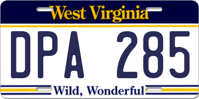 WV license plate DPA285