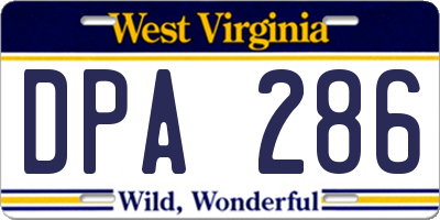 WV license plate DPA286