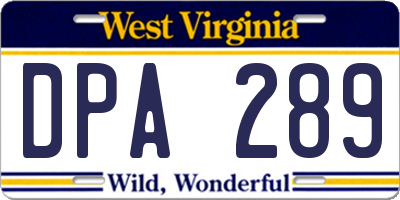 WV license plate DPA289