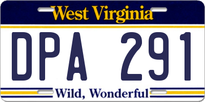 WV license plate DPA291