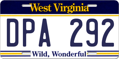 WV license plate DPA292