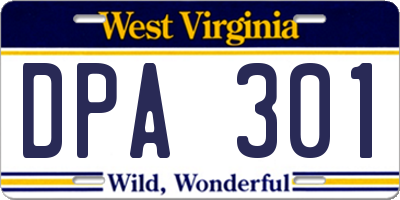 WV license plate DPA301