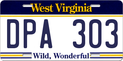 WV license plate DPA303