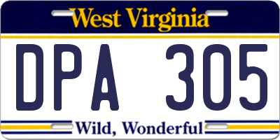 WV license plate DPA305