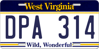 WV license plate DPA314