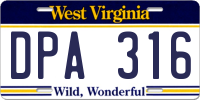 WV license plate DPA316