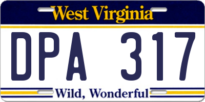 WV license plate DPA317