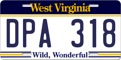 WV license plate DPA318