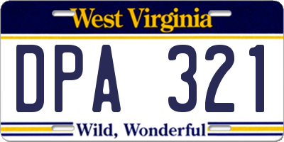 WV license plate DPA321