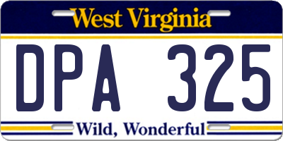 WV license plate DPA325