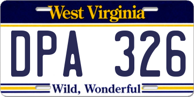 WV license plate DPA326