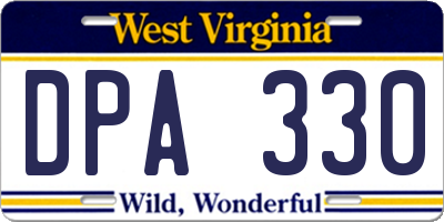 WV license plate DPA330