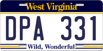 WV license plate DPA331