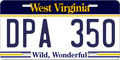 WV license plate DPA350