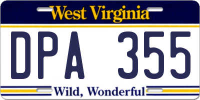 WV license plate DPA355